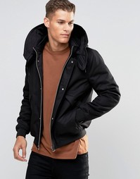 Черная куртка с капюшоном на подкладке Borg ASOS - Черный