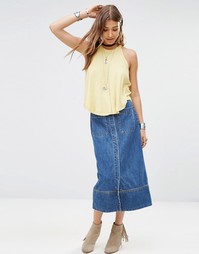Free People Just A Dream Long Denim Skirt - Rory