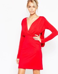 Платье с глубоким вырезом и длинными рукавами Hedonia Gabby - Красный