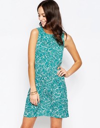 Платье с завязкой спереди и принтом листьев Closet Blu - Зеленый