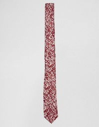 Бордовый узкий галстук с принтом в виде зарисовки ASOS - Burgundy
