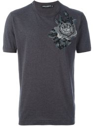футболка с вышивкой розы Dolce & Gabbana