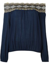 блузка с вышивкой и открытыми плечами Tory Burch