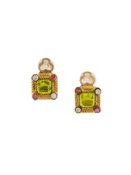square gripoix clip-on earrings Chanel Vintage