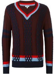 striped trim v-neck jumper Kenzo
