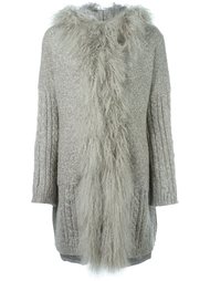 fur-trimmed knitted coat Twin-Set
