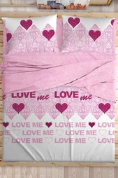 Постельное белье Евро, 4 нав. LOVE ME