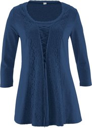 Кружевная футболка на шнуровке (нежно-розовый) Bonprix