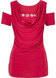 Футболка с вырезом-водопадом (черный) Bonprix