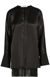 Шелковая блуза прямого кроя с круглым вырезом и бахромой Givenchy