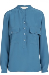 Шелковая блуза с накладными карманами и воротником-стойкой Stella McCartney