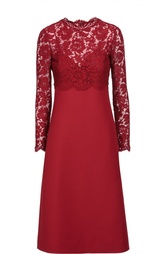 Приталенное платье-миди с кружевным лифом Valentino