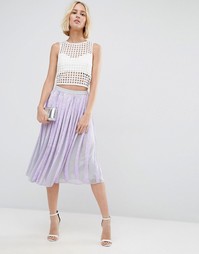 Плиссированная юбка миди с пайетками ASOS - Голубой лед