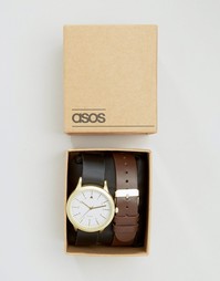 Часы с кожаным ремешком ASOS - Черный