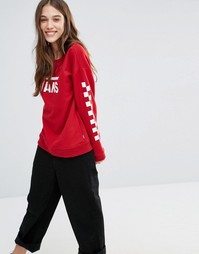 Красный свитшот с принтом на рукавах Vans - Красный