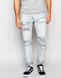 Рваные облегающие джинсы ASOS - Светло-голубой