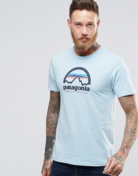 Футболка слим с логотипом Patagonia - Голубой с принтом