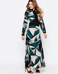 Платье макси с бантиком и геометрическим принтом Liquorish
