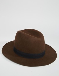 Коричневая мягкая фетровая шляпа ASOS - Коричневый