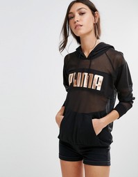 Сетчатый худи Puma - Черный