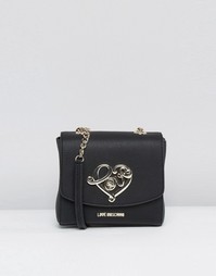 Маленькая фактурная сумка на плечо Love Moschino - Черный
