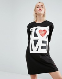 Платье-футболка с пайетками Love Moschino - Черный