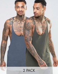 2 майки-борцовки с необработанным краем ASOS - СКИДКА 13%