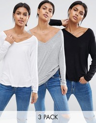 Комплект из 3 лонгсливов ASOS - Скидка 15%