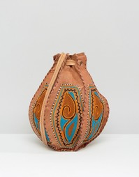 Кожаная сумка-мешочек с вышивкой ручной работы Reclaimed Vintage