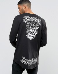 Удлиненный лонгслив с закругленной кромкой ASOS The Joker - Черный