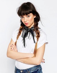Бандана с монохромным принтом и черной бахромой ASOS - Черный