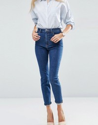 Синие джинсы слим в винтажном стиле с завышенной талией ASOS FARLEIGH