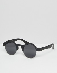 Круглые солнцезащитные очки в черной матовой оправе ASOS - Черный