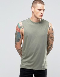 Зеленая футболка-безрукавка с заниженными проймами ASOS - Зеленый