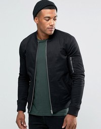 Черная зауженная куртка‑пилот с карманом в стиле MA1 ASOS - Черный