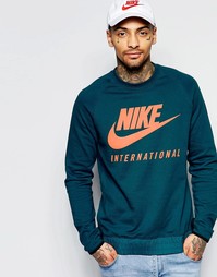 Синий свитшот с круглым вырезом и надписью International Nike 802373-3