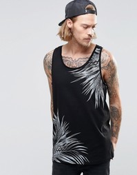 Свободная майка с лиственным принтом ASOS - Черный