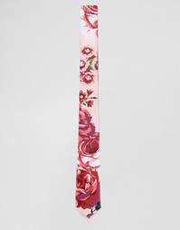 Галстук с цветочным принтом ASOS Wedding - Розовый