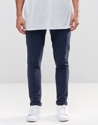 Синие суперзауженные брюки с поясом на кнопках ASOS - Petrol