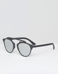 Круглые солнцезащитные очки с высокой переносицей и серебристыми линза 7X