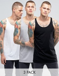 3 удлиненные майки свободного кроя ASOS