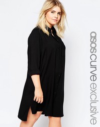 Платье-рубашка с карманом ASOS CURVE - Черный