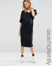 Платье-футболка миди с рукавами-кимоно ASOS Maternity - Черный