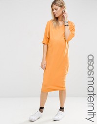 Платье-футболка миди с рукавами-кимоно ASOS Maternity - Dark gold