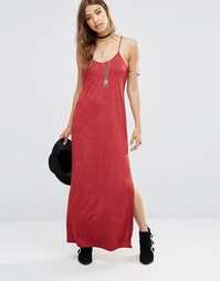 Красное свободное платье макси Free People She Moves - Ягодный