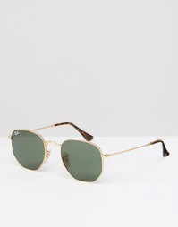Солнцезащитные очки с плоскими линзами в золотистой оправе Ray-Ban