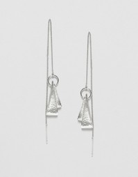 Серьги-протяжки с двумя треугольниками ASOS - Родий
