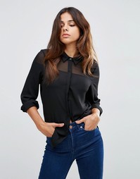 Блузка с полупрозрачной кокеткой ASOS - Черный