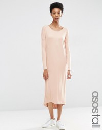 Свободное платье-футболка в мелкий рубчик ASOS TALL - Розовый