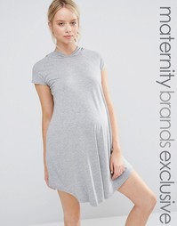 Трикотажное oversize-платье с капюшоном Club Lounge Maternity - Серый